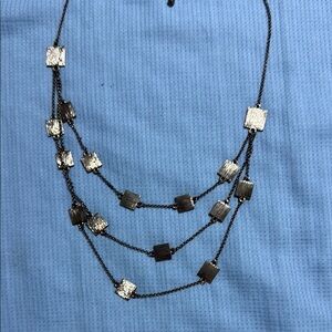 Elegant Silver and Black Layered Necklace